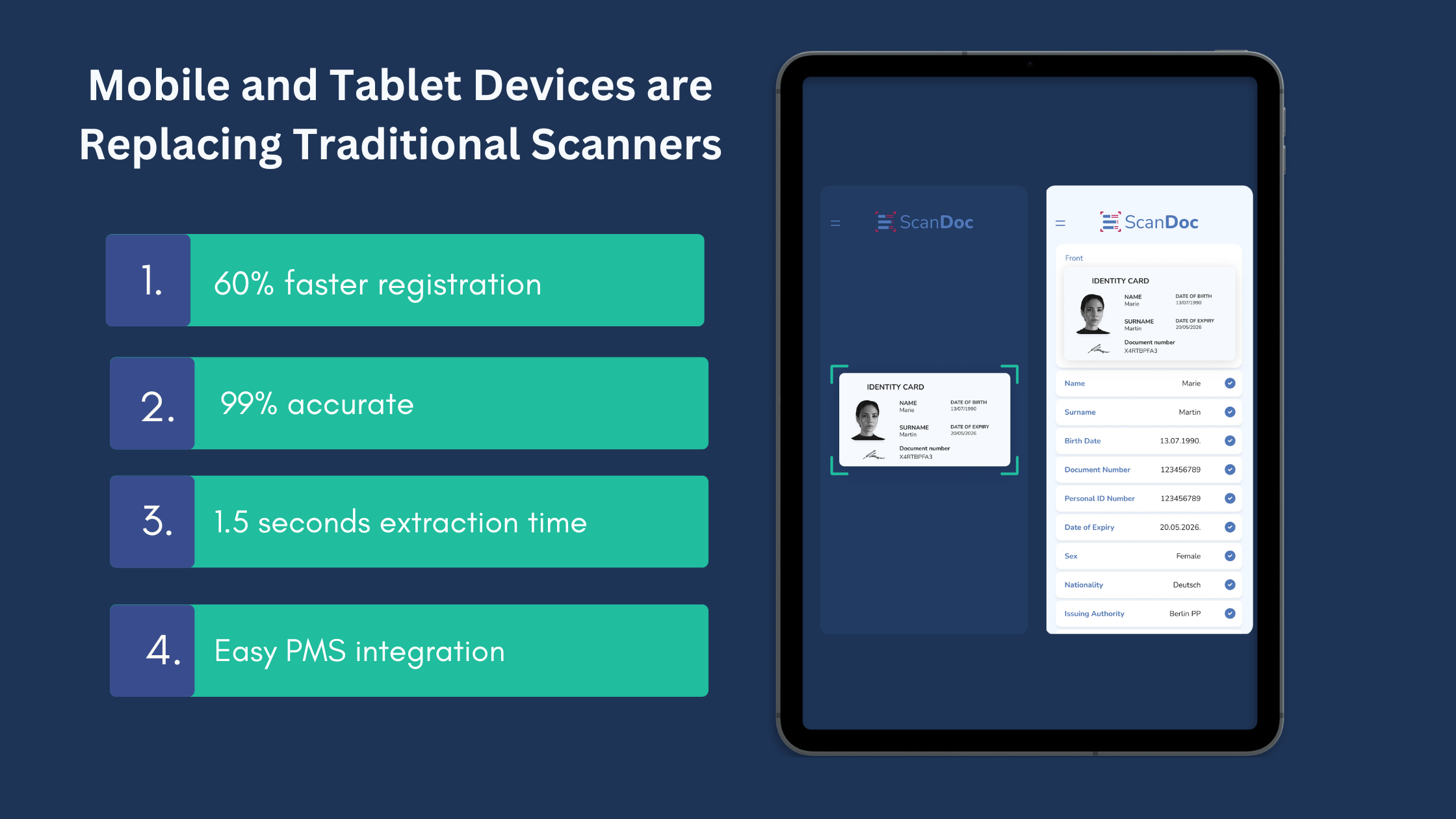 Mobile and tablet document scanning at hotels